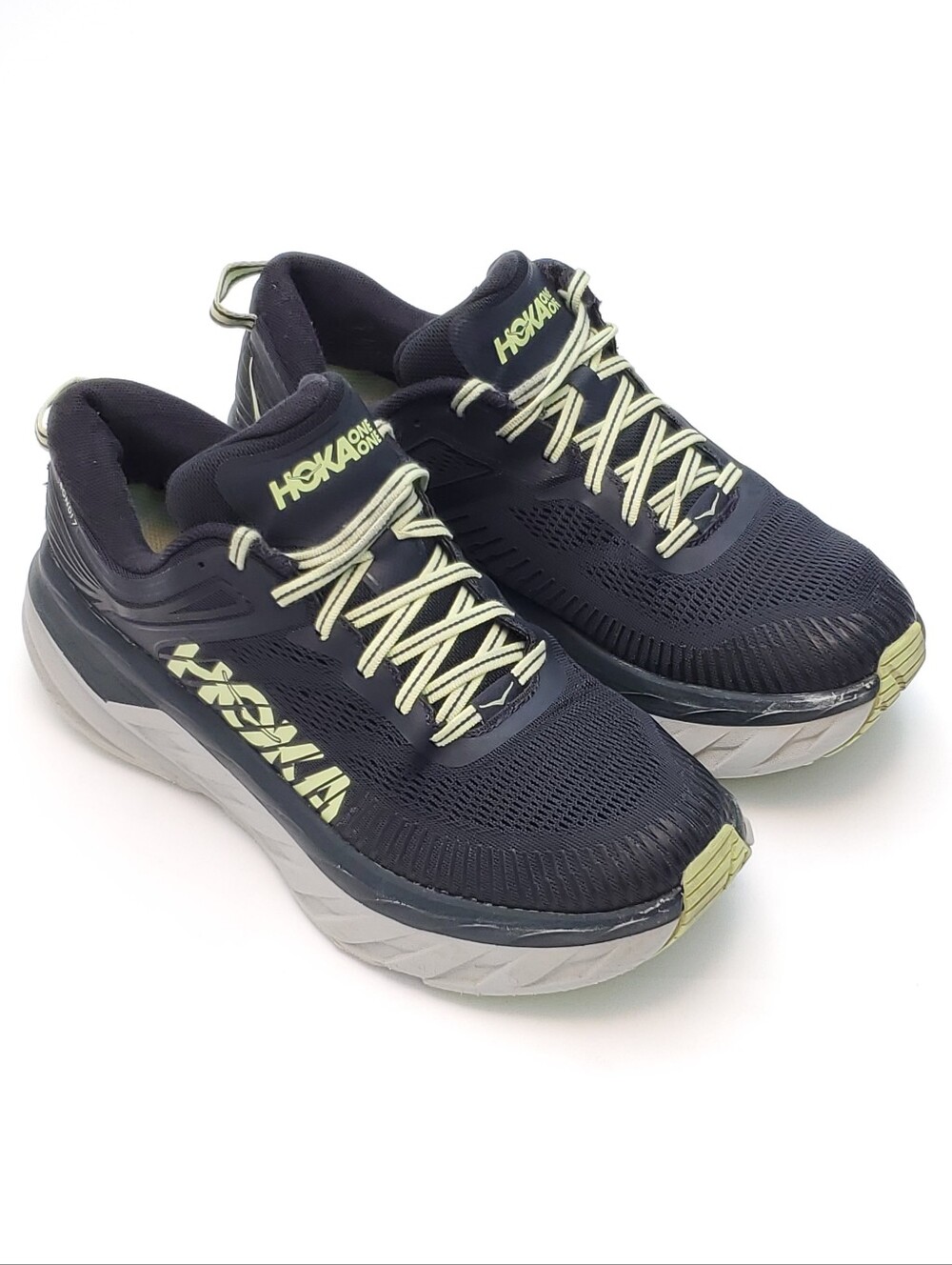 Hoka One One Bondi 7 Running Shoes Blue Graphite Butterfly Gray Athletic Mens 10